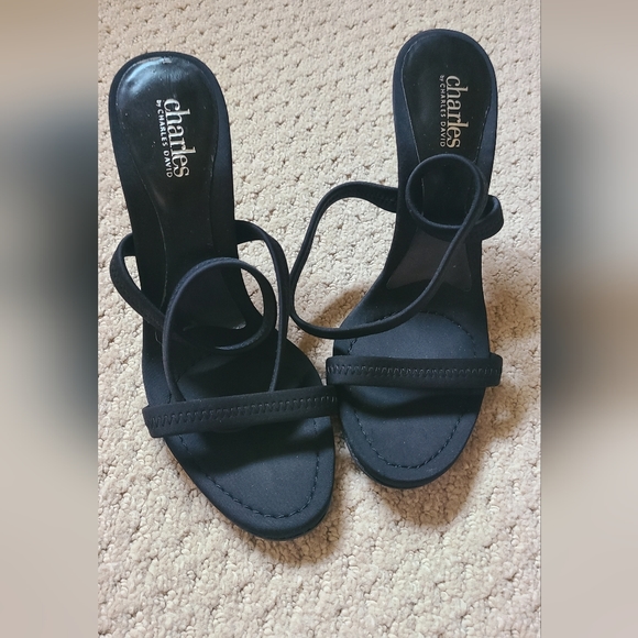 Black Strappy Stiletto Sandals - Picture 2 of 5